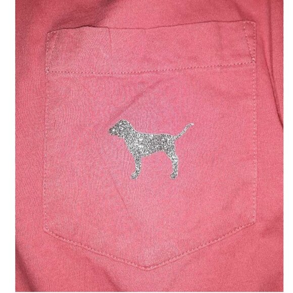 Vintage Y2k Victoria's Secret PINK Sequin Bling Logo Long Sleeve Shirt Size XS - Picture 4 of 7